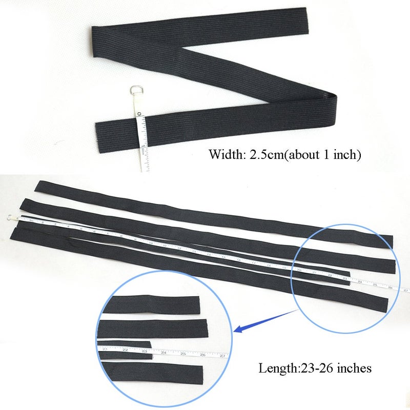 Luwigs Black Elastic Bands Wig Accessories for Making Wigs/Lace Frontal/Lace Closure 2.5cm Width 6pcs (Elastic Band, 6pcs) - Image 3